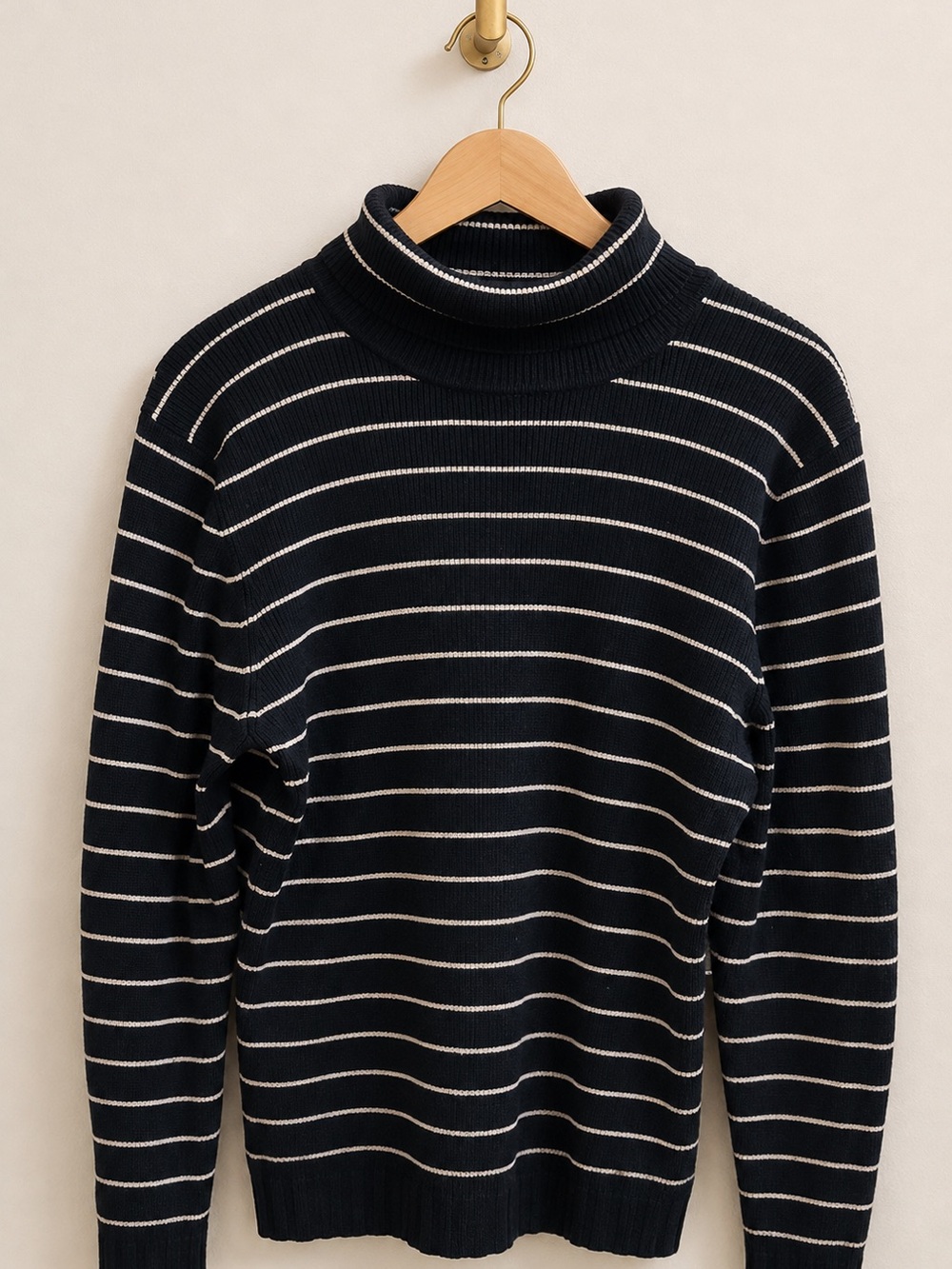 Coldwater Creek Black & Tan Striped Ribbed Turtleneck Sweater Women’s US 14 (L)